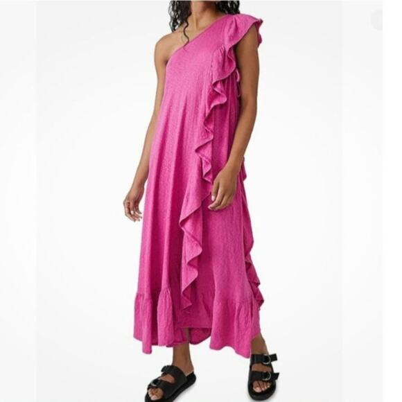 Free people beach Elisa Maxi Dress Dahlia Mauve NWT S oversized relaxed cotton - Picture 2 of 11